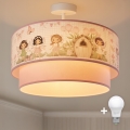Brilagi - Plafonieră LED aplicată pentru copii BOBO, 1x E27/60W/230V, Ø 40 cm, roz/zâne