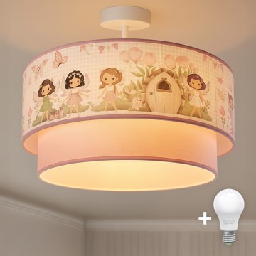Brilagi - Plafonieră LED aplicată pentru copii BOBO, 1x E27/60W/230V, Ø 40 cm, roz/zâne