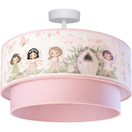 Brilagi - Plafonieră LED aplicată pentru copii BOBO, 1x E27/60W/230V, Ø 40 cm, roz/zâne