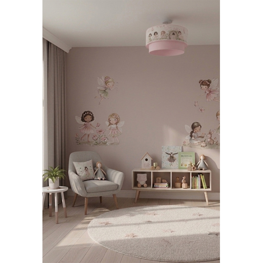 Brilagi - Plafonieră LED aplicată pentru copii BOBO, 1x E27/60W/230V, Ø 40 cm, roz/zâne