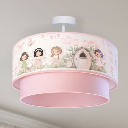 Brilagi - Plafonieră LED aplicată pentru copii BOBO, 1x E27/60W/230V, Ø 40 cm, roz/zâne