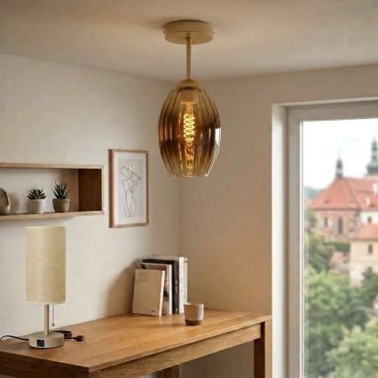BRILAGI - LED Lustră aplicată RETRO GLASS 1xE27/60W/230V Ø 17 cm bej/fumuriu bej