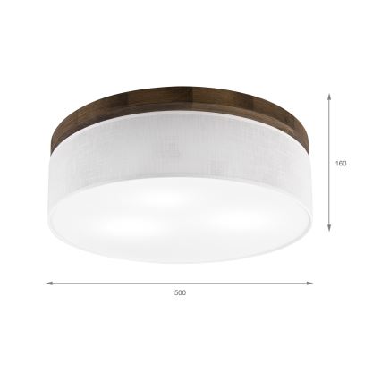 BRILAGI - Plafonieră LED BELLADONNA 3xE27/15W/230V Ø 50 cm alb/stejar nuc