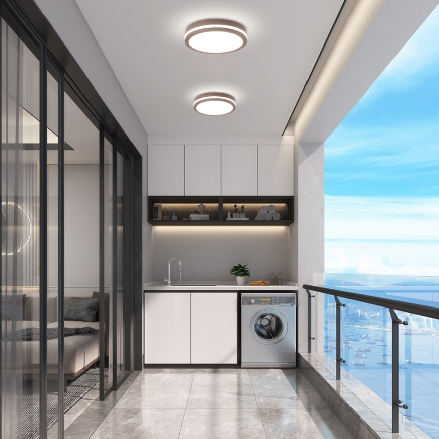 Brilagi - Plafonieră LED BENE pentru exterior, 24W, 230V, Ø26 cm, maro, IP54