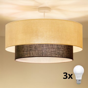 Brilagi - Plafonieră LED BOHO STYLE, 3x E27, 15W, 230V, Ø 60 cm, crem/maro