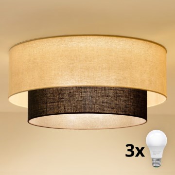 Brilagi - Plafonieră LED BOHO STYLE, 3xE27/15W/230V, Ø 60 cm, crem/maro
