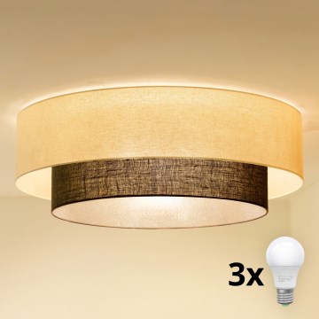 Brilagi - Plafonieră LED Boho Style 3xE27/15W/230V, Ø 80 cm, crem/maro