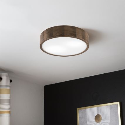 Brilagi - Plafonieră LED CARVALHO 2xE27/15W/230V stejar-nuc Ø 37 cm
