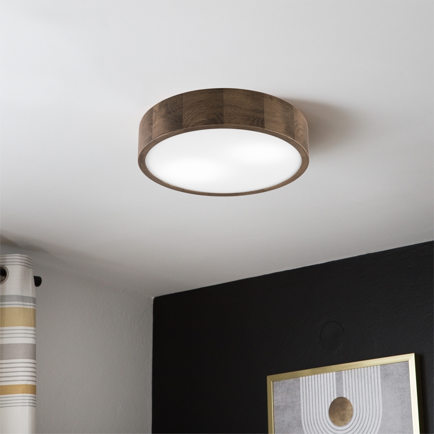 Brilagi - Plafonieră LED CARVALHO 2xE27/15W/230V stejar-nuc Ø 37 cm
