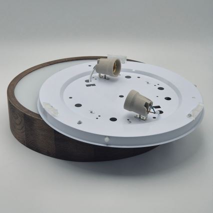 Brilagi - Plafonieră LED CARVALHO 2xE27/15W/230V stejar-nuc Ø 37 cm
