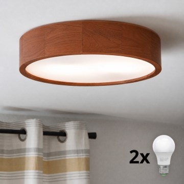 Brilagi - Plafonieră LED CARVALHO 2xE27/30W/230V stejar cireș Ø 37 cm