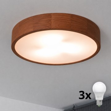 Brilagi - Plafonieră LED CARVALHO 3xE27/15W/230V, stejar/cireș, Ø 47 cm