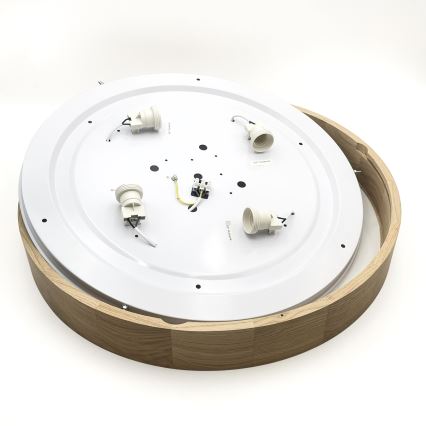 Brilagi - Plafonieră LED CARVALHO 4xE27/60W/230V, finisaj stejar, diam. 57,5 cm