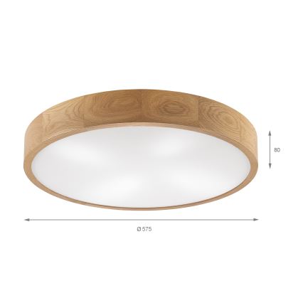 Brilagi - Plafonieră LED CARVALHO 4xE27/60W/230V, finisaj stejar, diam. 57,5 cm
