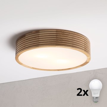 Brilagi - Plafonieră LED CARVALHO MODERN, 2xE27/60W/230V, Ø 37,5 cm, stejar