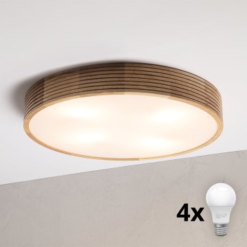 Brilagi - Plafonieră LED CARVALHO MODERN 4xE27/60W/230V stejar diam. 57,5 cm