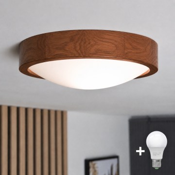 Brilagi - Plafonieră LED CARVALHO SLIM 1xE27/15W/230V, finisaj stejar-cireș, diam. 27 cm