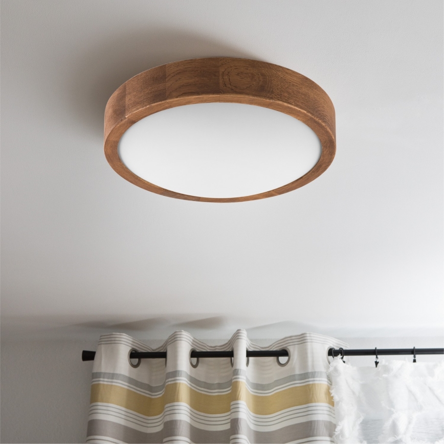 Brilagi - Plafonieră LED CARVALHO SLIM 1xE27/15W/230V, finisaj stejar-cireș, diam. 27 cm