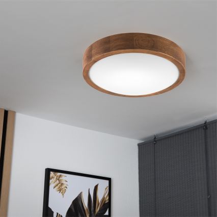 Brilagi - Plafonieră LED CARVALHO SLIM 1xE27/15W/230V, finisaj stejar-cireș, diam. 27 cm