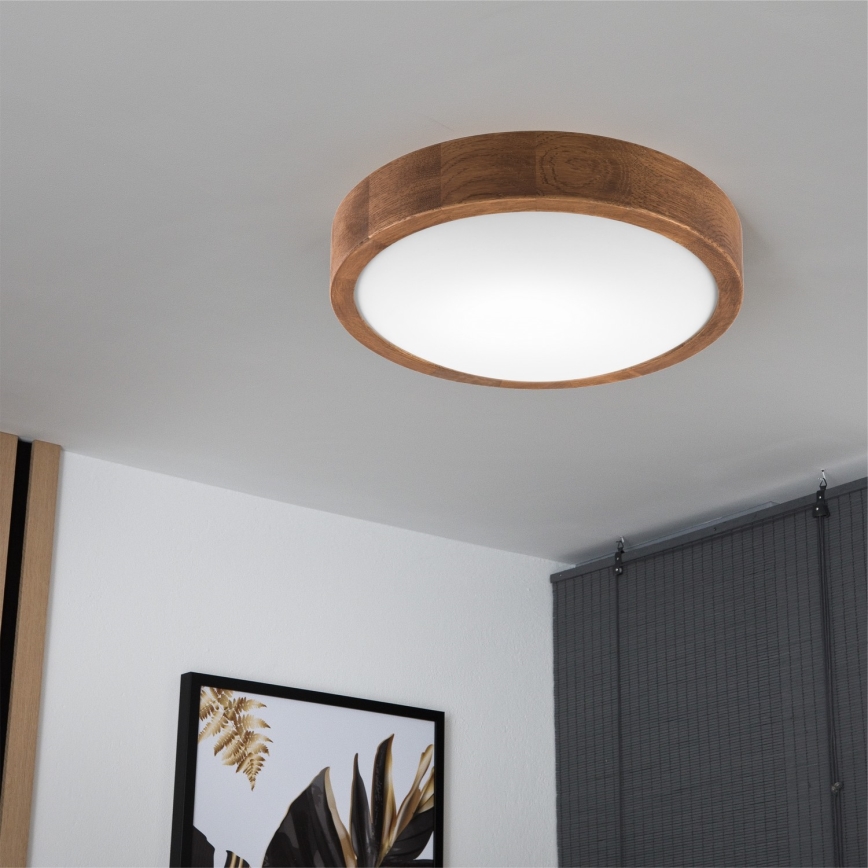 Brilagi - Plafonieră LED CARVALHO SLIM 1xE27/15W/230V, finisaj stejar-cireș, diam. 27 cm