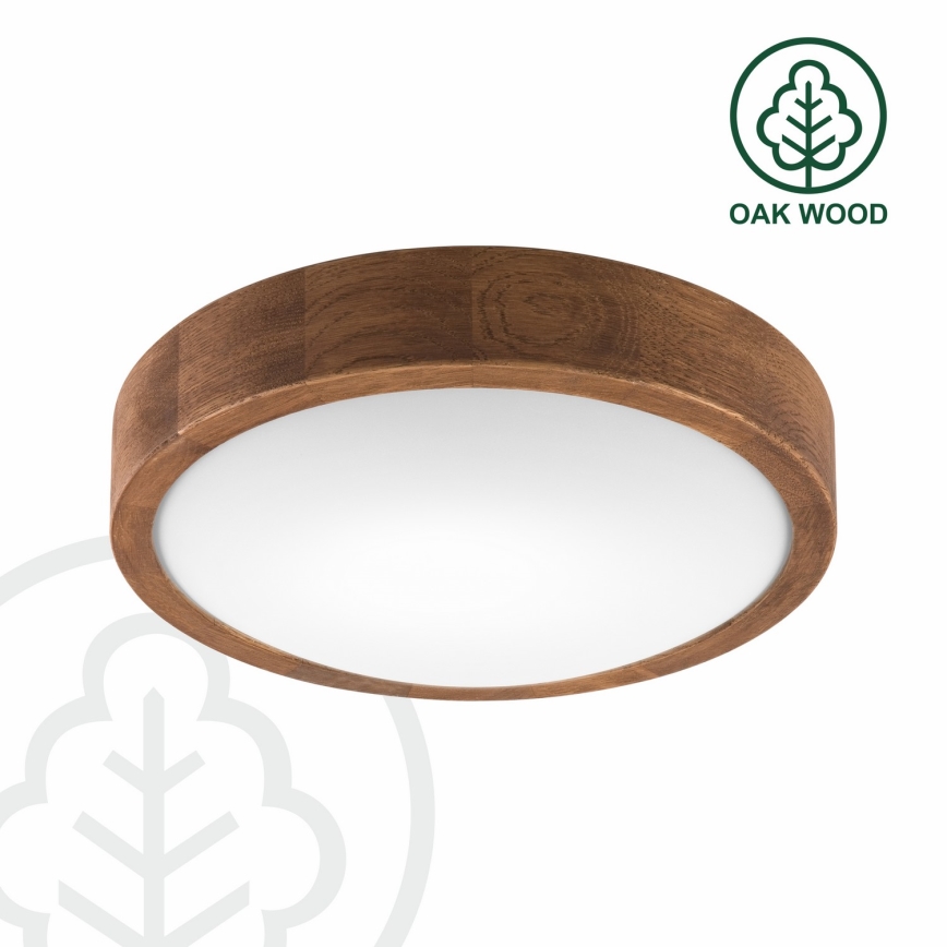 Brilagi - Plafonieră LED CARVALHO SLIM 1xE27/15W/230V, finisaj stejar-cireș, diam. 27 cm
