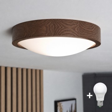Brilagi - Plafonieră LED CARVALHO SLIM 1xE27/15W/230V stejar nuc diam. 27 cm