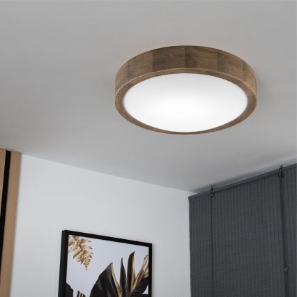 Brilagi - Plafonieră LED CARVALHO SLIM 1xE27/15W/230V stejar nuc diam. 27 cm