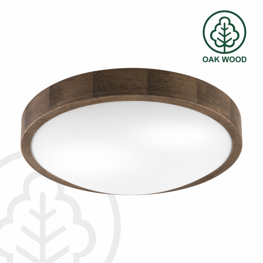 Brilagi - Plafonieră LED CARVALHO SLIM 2xE27/15W/230V, stejar-nuc, Ø 37 cm