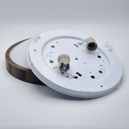 Brilagi - Plafonieră LED CARVALHO SLIM 2xE27/15W/230V, stejar-nuc, Ø 37 cm