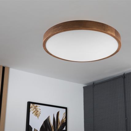 Brilagi - Plafonieră LED CARVALHO SLIM 3xE27/15W/230V, finisaj stejar-cireș, diametru 47 cm