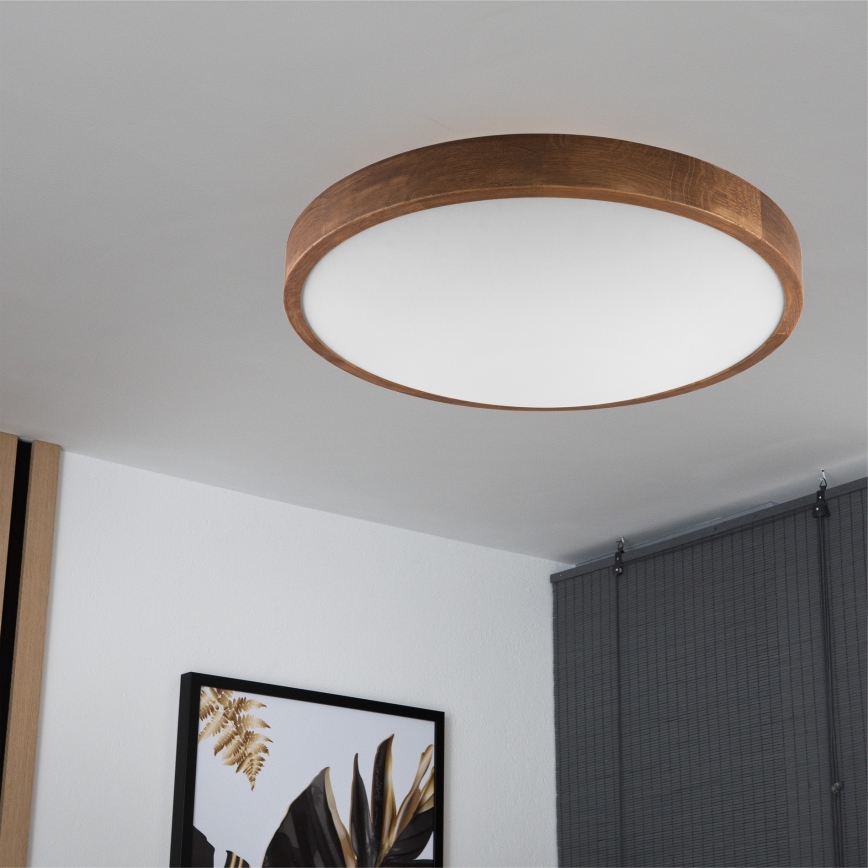 Brilagi - Plafonieră LED CARVALHO SLIM 3xE27/15W/230V, finisaj stejar-cireș, diametru 47 cm