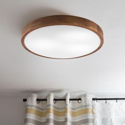 Brilagi - Plafonieră LED CARVALHO SLIM 3xE27/15W/230V, finisaj stejar-cireș, diametru 47 cm