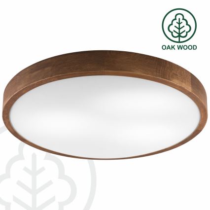 Brilagi - Plafonieră LED CARVALHO SLIM 3xE27/15W/230V, finisaj stejar-cireș, diametru 47 cm