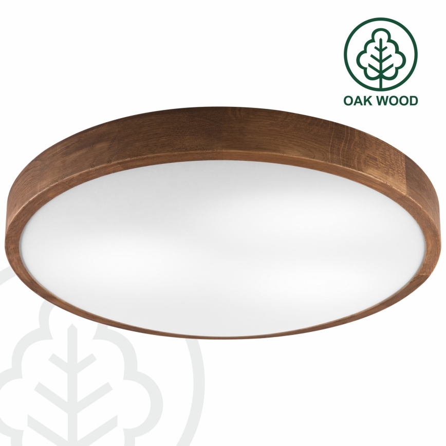 Brilagi - Plafonieră LED CARVALHO SLIM 3xE27/15W/230V, finisaj stejar-cireș, diametru 47 cm