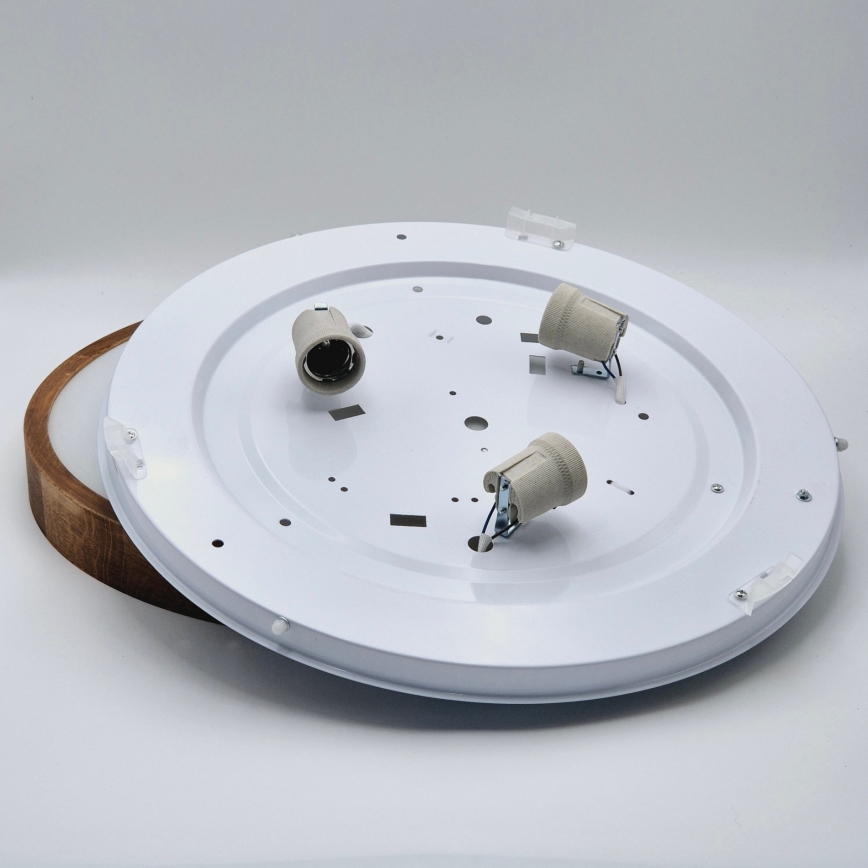 Brilagi - Plafonieră LED CARVALHO SLIM 3xE27/15W/230V, finisaj stejar-cireș, diametru 47 cm