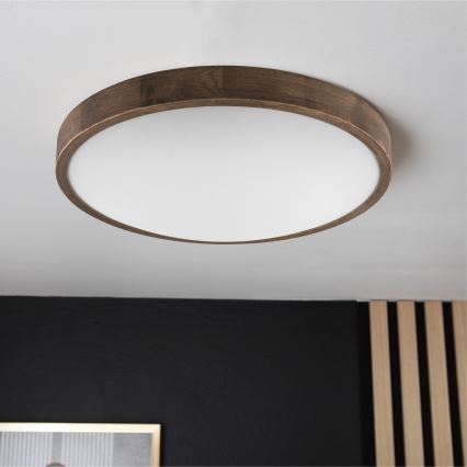 Brilagi - Plafonieră LED CARVALHO SLIM 3xE27/15W/230V, stejar-nuc, diam. 47 cm