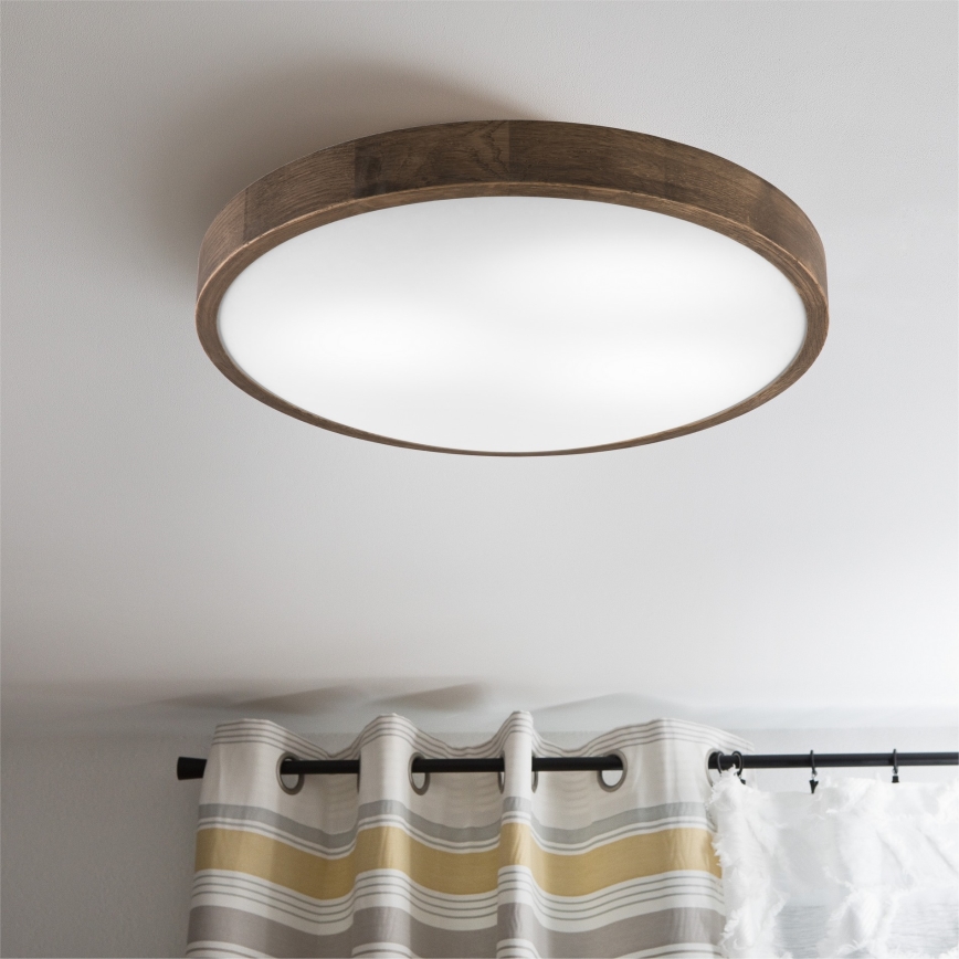 Brilagi - Plafonieră LED CARVALHO SLIM 3xE27/15W/230V, stejar-nuc, diam. 47 cm