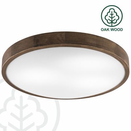 Brilagi - Plafonieră LED CARVALHO SLIM 3xE27/15W/230V, stejar-nuc, diam. 47 cm