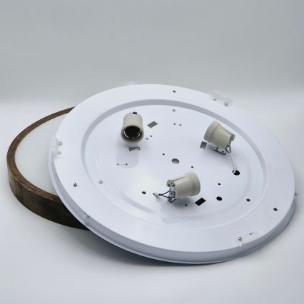Brilagi - Plafonieră LED CARVALHO SLIM 3xE27/15W/230V, stejar-nuc, diam. 47 cm
