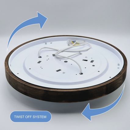 Brilagi - Plafonieră LED CARVALHO SLIM 3xE27/15W/230V, stejar-nuc, diam. 47 cm