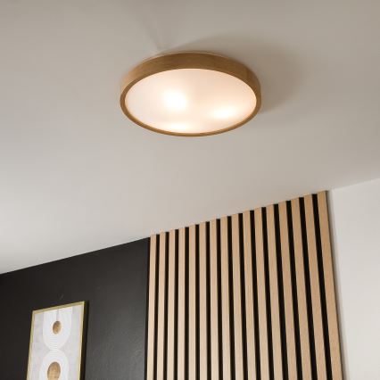 Brilagi - Plafonieră LED CARVALHO SLIM 3xE27/15W/230V, stejar, Ø 47 cm