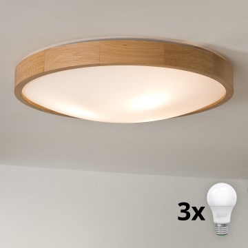 Brilagi - Plafonieră LED CARVALHO SLIM 3xE27/45W/230V stejar, diam. 47 cm