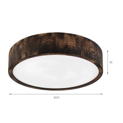 Brilagi - Plafonieră LED CARVALHO SMOKEY LED/36W/230V, finisaj stejar, diametru 37,5 cm