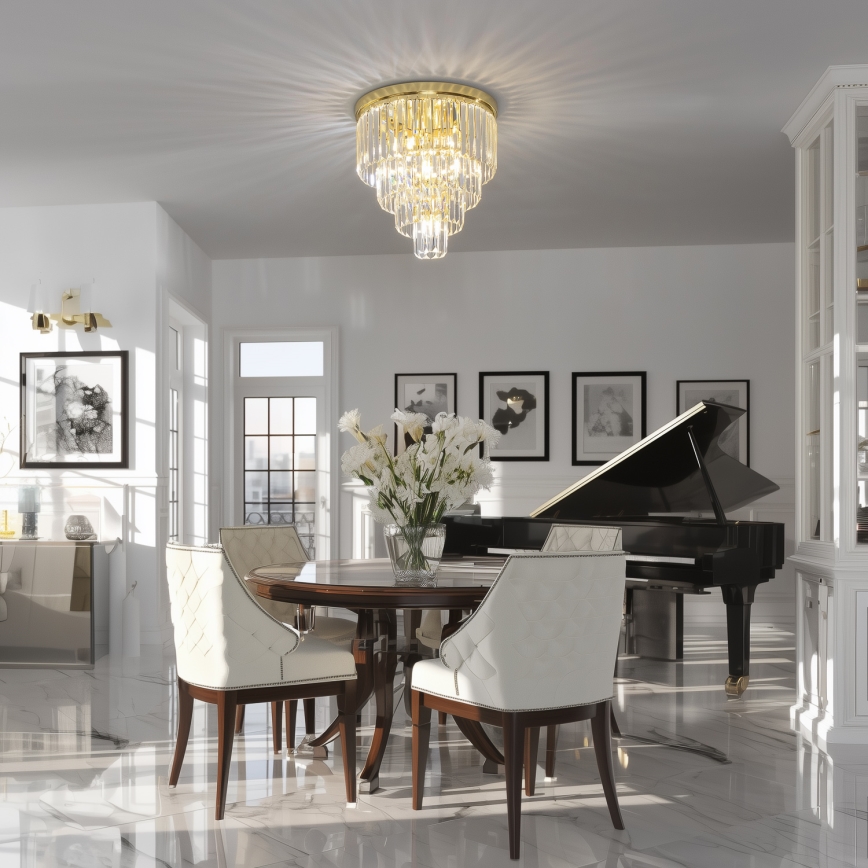 Brilagi – Lustră LED cu cristale MOZART, 5 x E14, max. 40W, 230V, Ø 40 cm, auriu