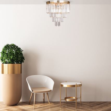 Brilagi – Lustră LED cu cristale MOZART, 5 x E14, max. 40W, 230V, Ø 40 cm, auriu