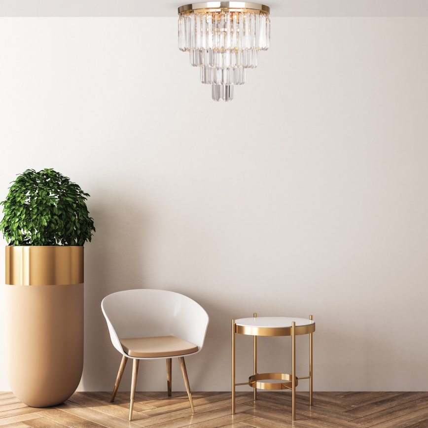 Brilagi – Lustră LED cu cristale MOZART, 5 x E14, max. 40W, 230V, Ø 40 cm, auriu