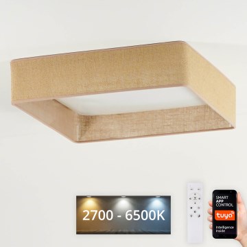 Brilagi - Plafonieră LED cu reglare a intensității VELVET SQUARE SMART LED/36W/230V 60x60 cm 2700-6500K Wi-Fi Tuya + telecomandă maro