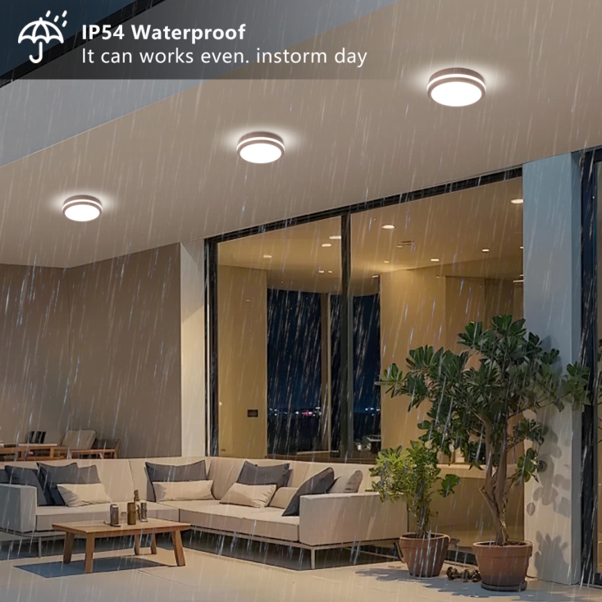 Brilagi - Plafonieră LED de exterior BENE, 18 W, 230 V, Ø 21,5 cm, maro, IP54