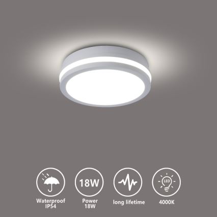 Brilagi - Plafonieră LED de exterior BENE LED/18W/230V Ø 21,5 cm albă IP54