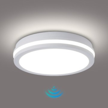 Brilagi - Plafonieră LED de exterior cu senzor BENE LED/24W/230V, diametru 26 cm, alb, IP54